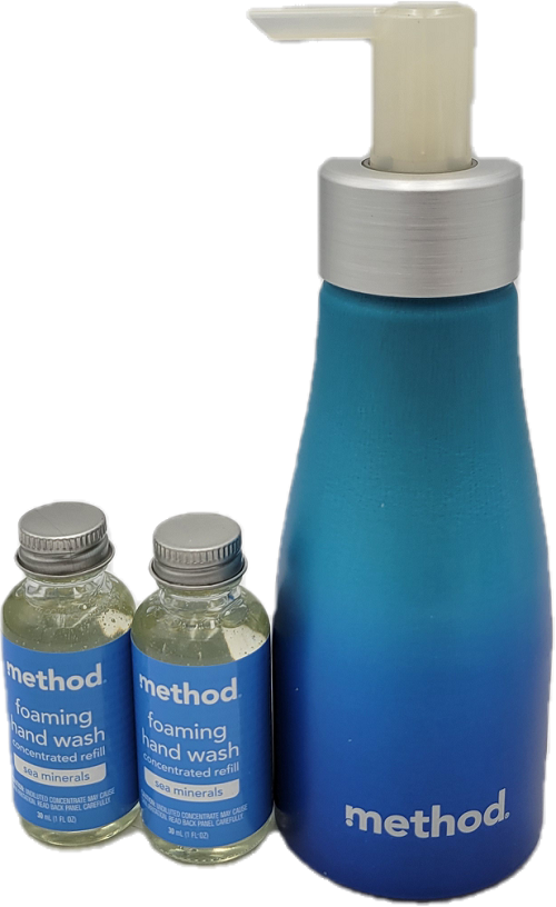 METHOD FOAMING HAND WASH STARTER KIT BLUE SEA MINERALS BOTTLE + 2 REFILLS 1oz US.