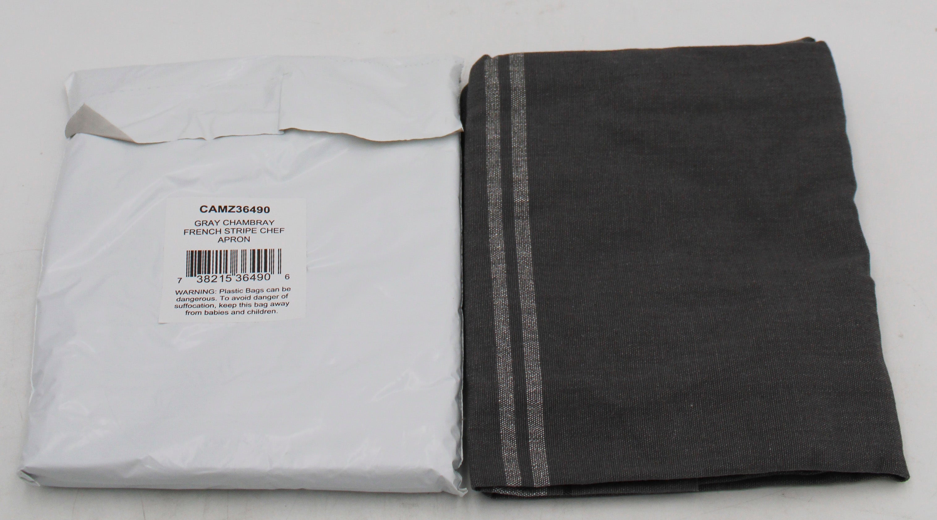 APRON - GRAY CHAMBRAY FRENCH STRIPE