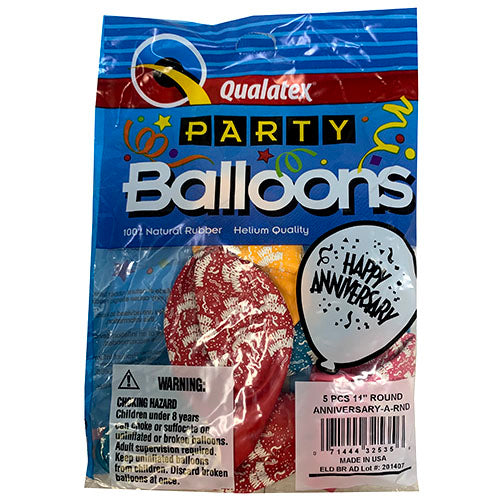 HELIUM BALLOON 5CT/11"-ANNIVERSARY.