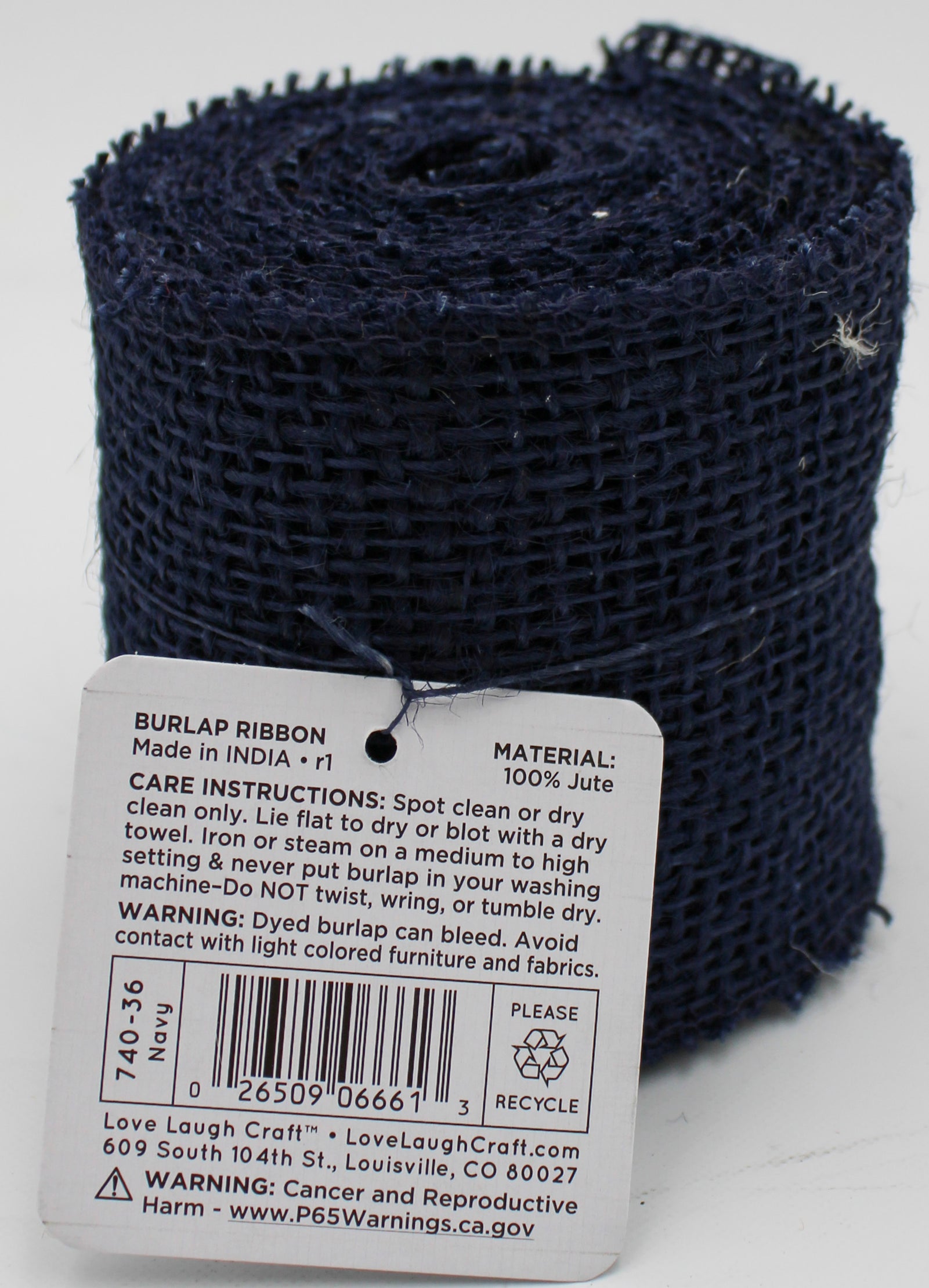 Burlap Ribbon Navy 3in x 5yd Wholesale Roll