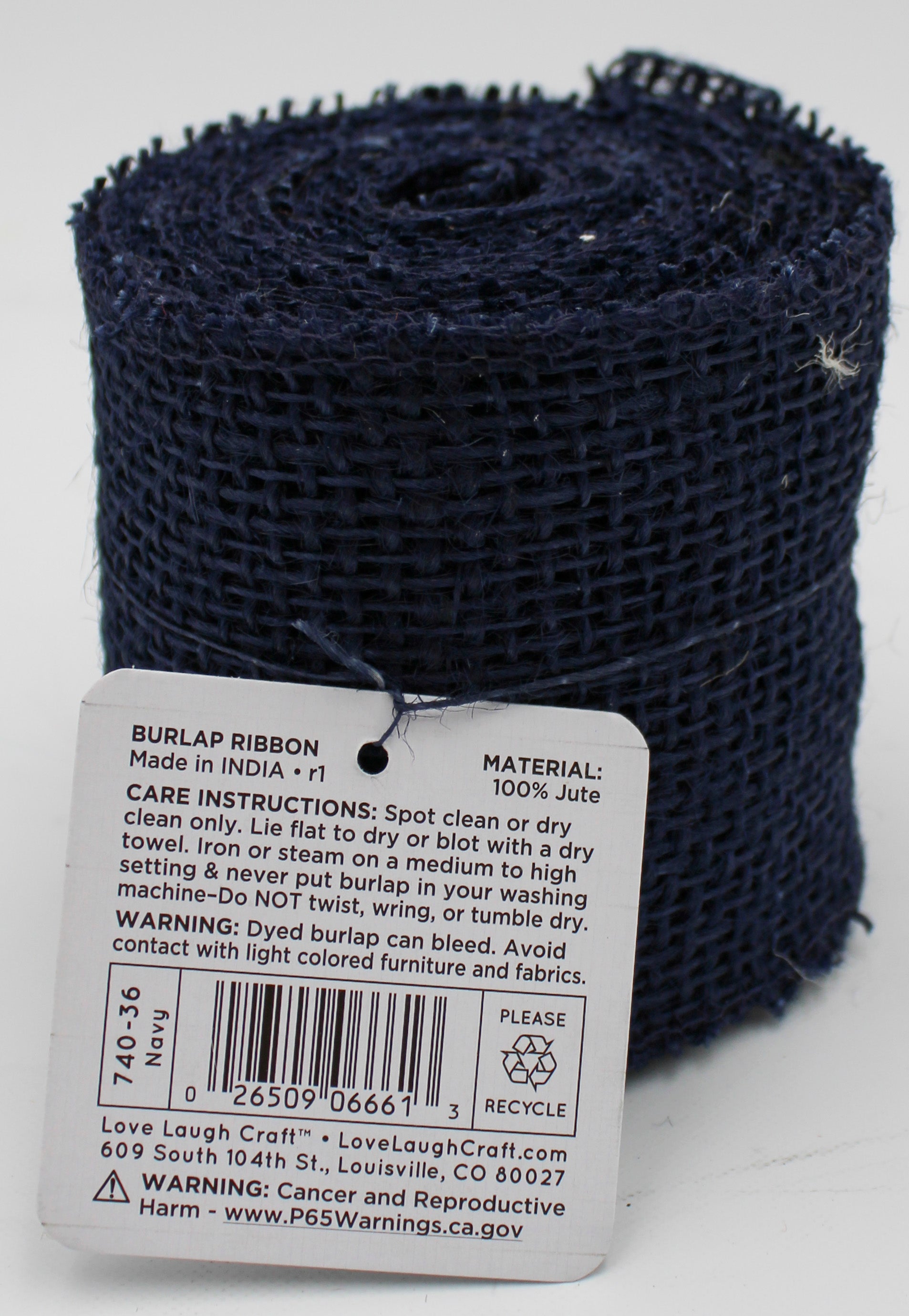 Burlap Ribbon Navy 3in x 5yd Wholesale Roll