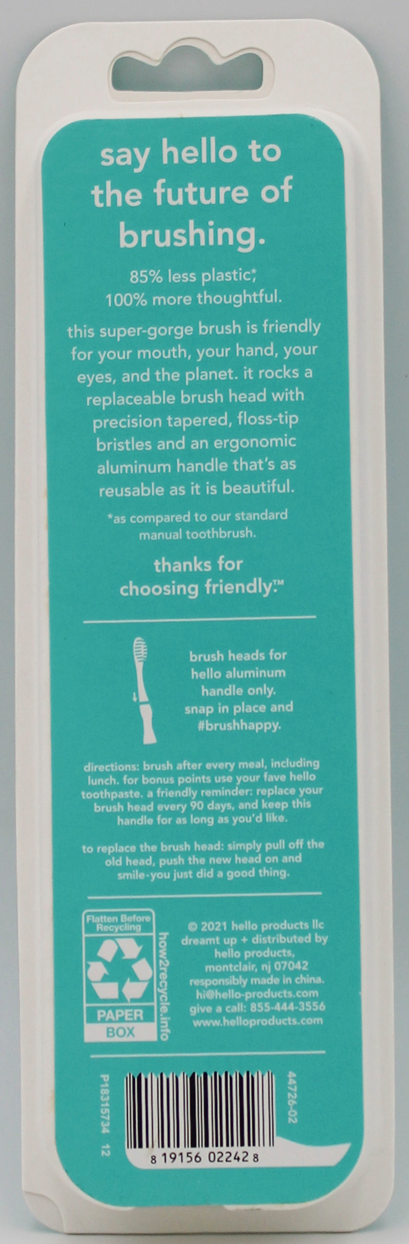 HELLO ALUMINUM TOOTHBRUSH STARTER KIT - BLUE NI