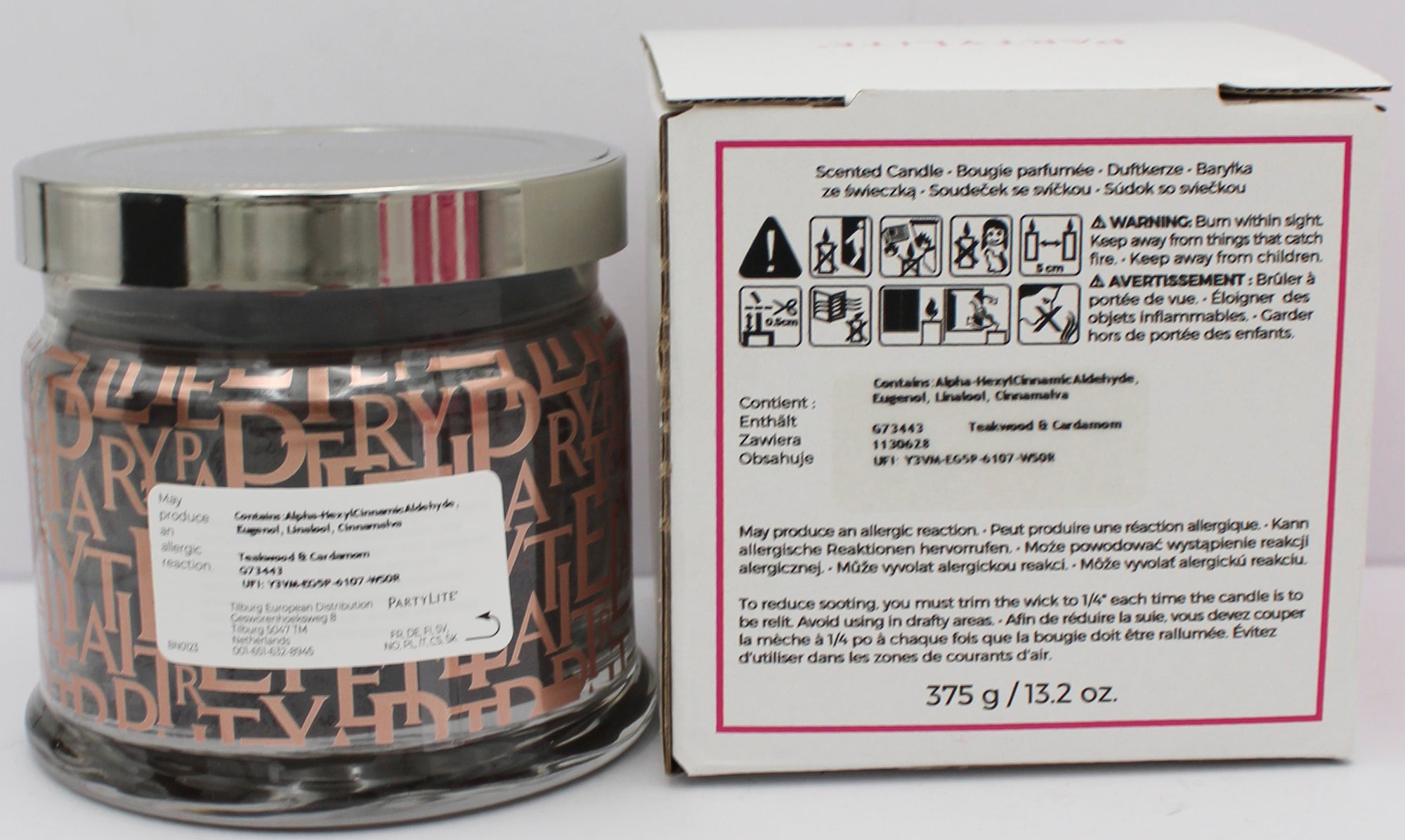 PARTYLITE TEAKWOOD & CARDAMOM 3-WICK JAR CANDLE 13.2oz