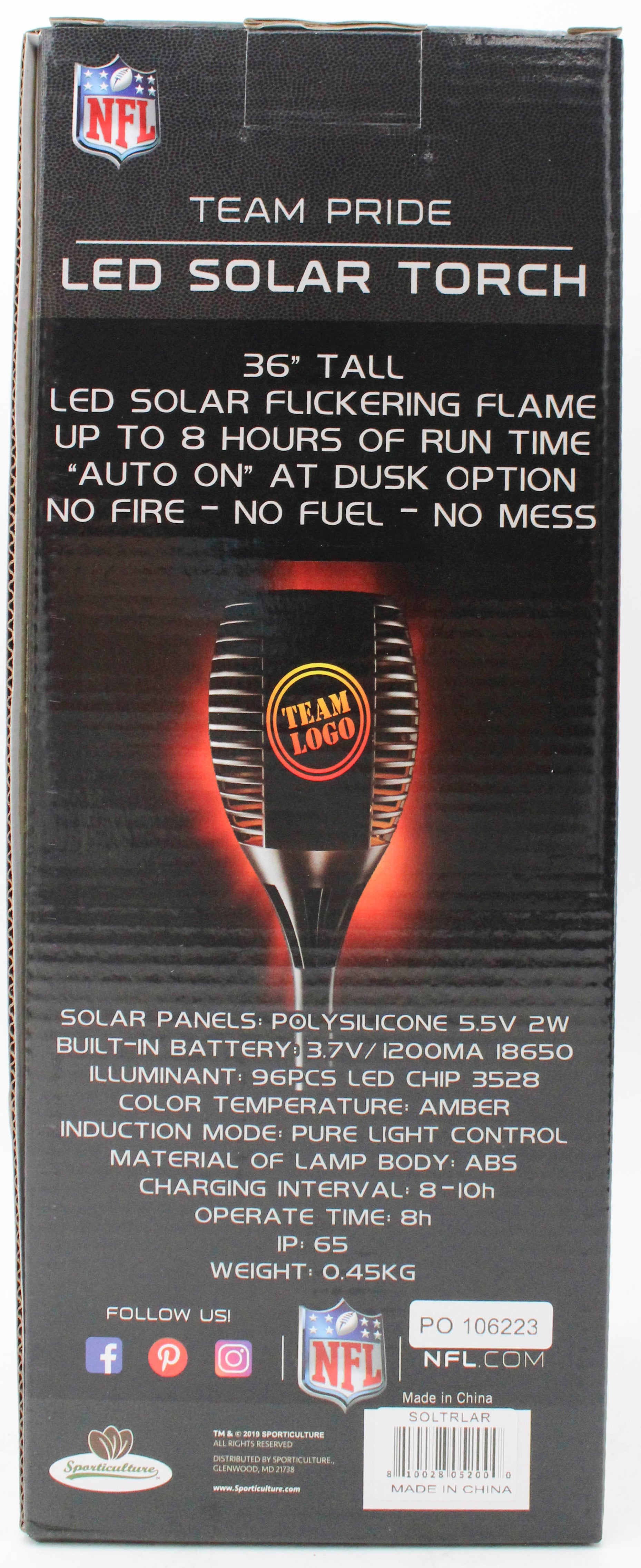 NFL LOS ANGELES RAMS LED SOLAR TORCH  36"