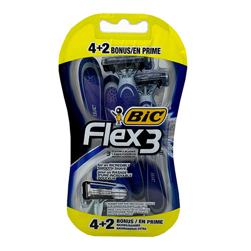 BIC FLEX3 MENS SHAVER 4CT+2BONUS