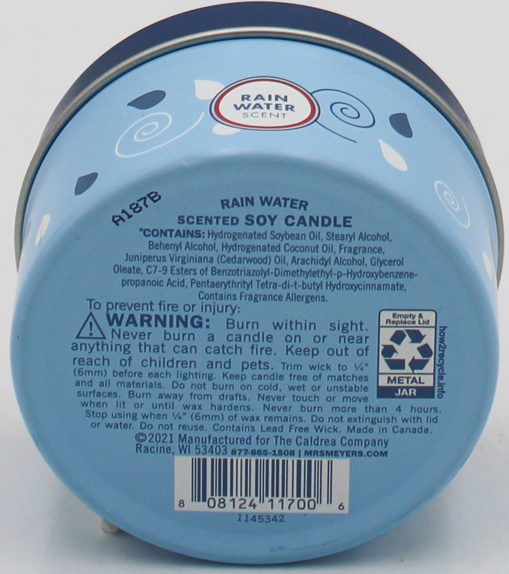 MRS MEYERS TIN CANDLE RAINWATER 2.9oz US