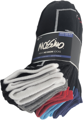 MOSSIMO 10 PAIRS MENS NO SHOW SOCKS SIZE10-13 ASSORTED PP$26