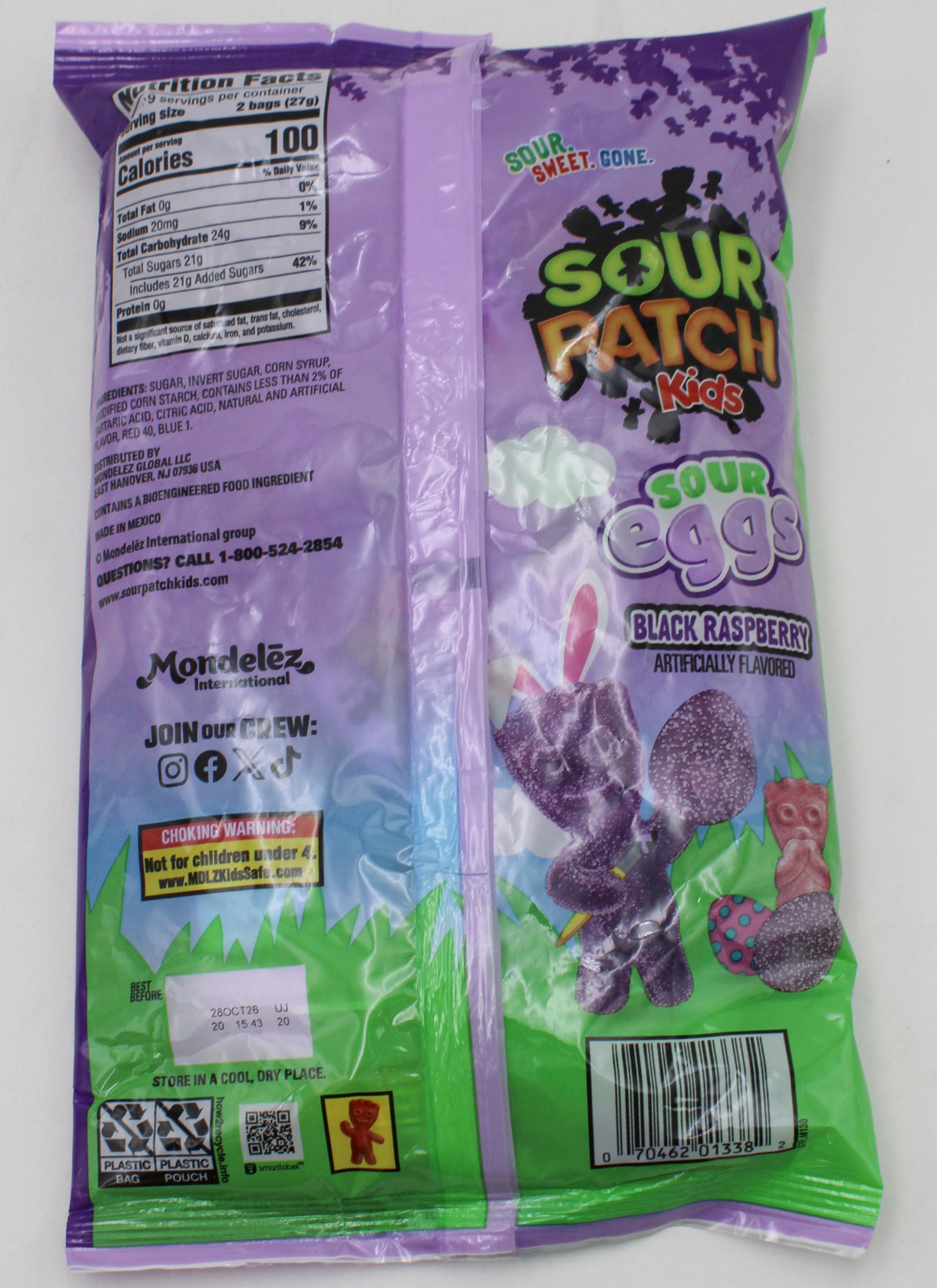 SOUR PATCH KIDS SOUR EGGS BLACK RASPBERRY 7.97 Oz BB 10/28/26