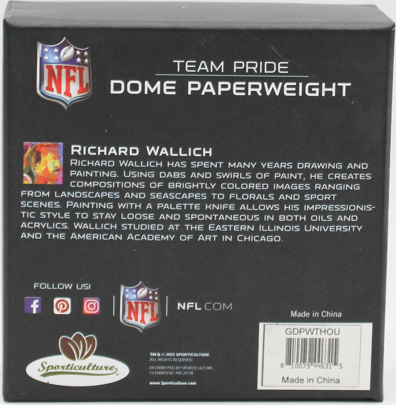 HOUSTON TEXANS GLASS DOME PAPERWEIGHT 4"