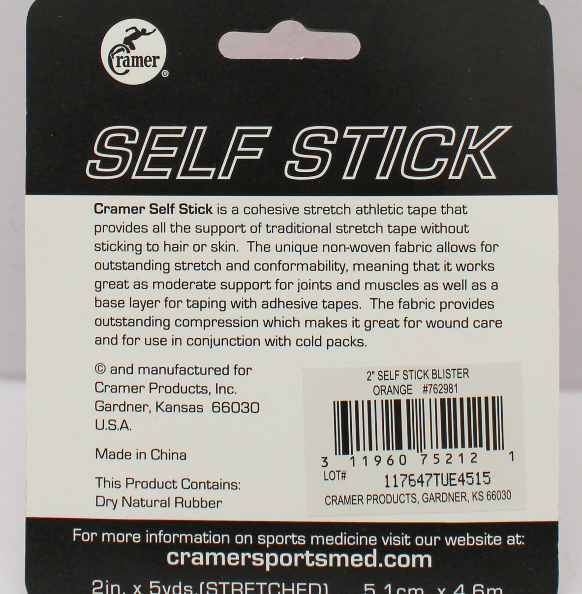CRAMER SELF STICK ATHLETIC TAPE 2" X 5YD ORANGE