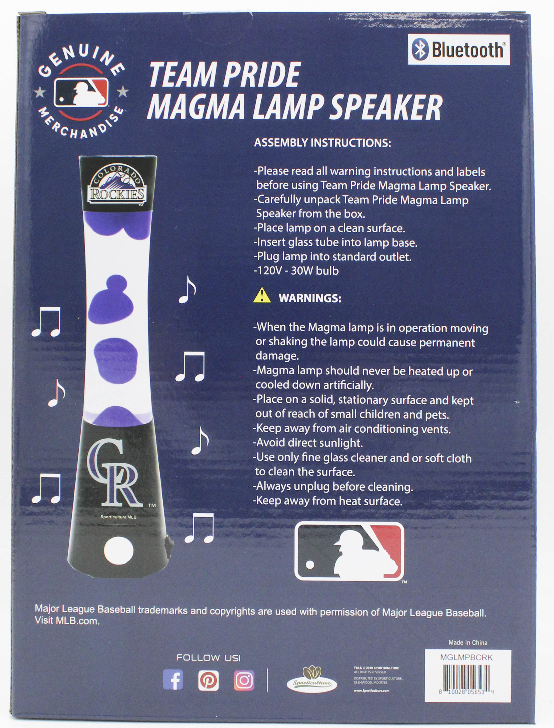 NHL COLORADO ROCKIES LAVA LAMP SPEAKER 16.5"