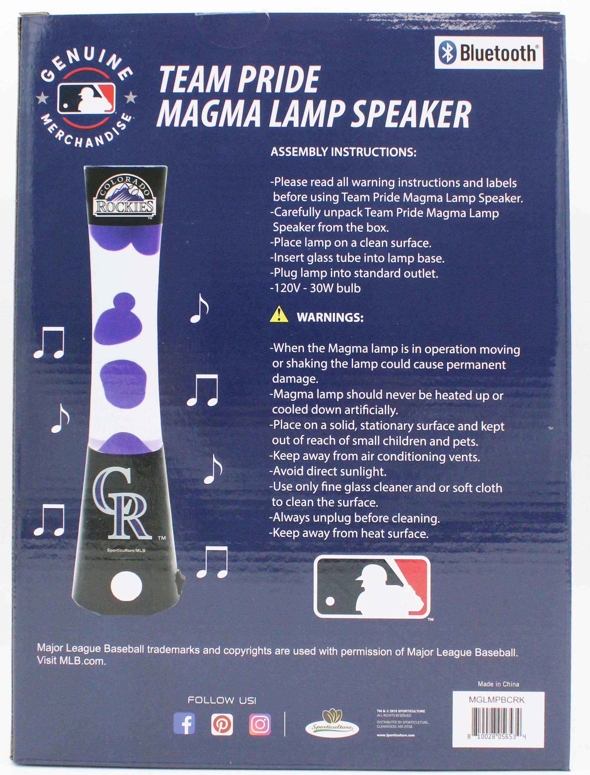 COLORADO ROCKIES LAVA LAMP SPEAKER 16.5"