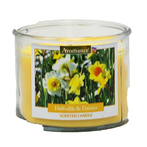 AROMANCE 3WICK GLASS CANDLE 12oz-DAFFODILS & DAISIES
