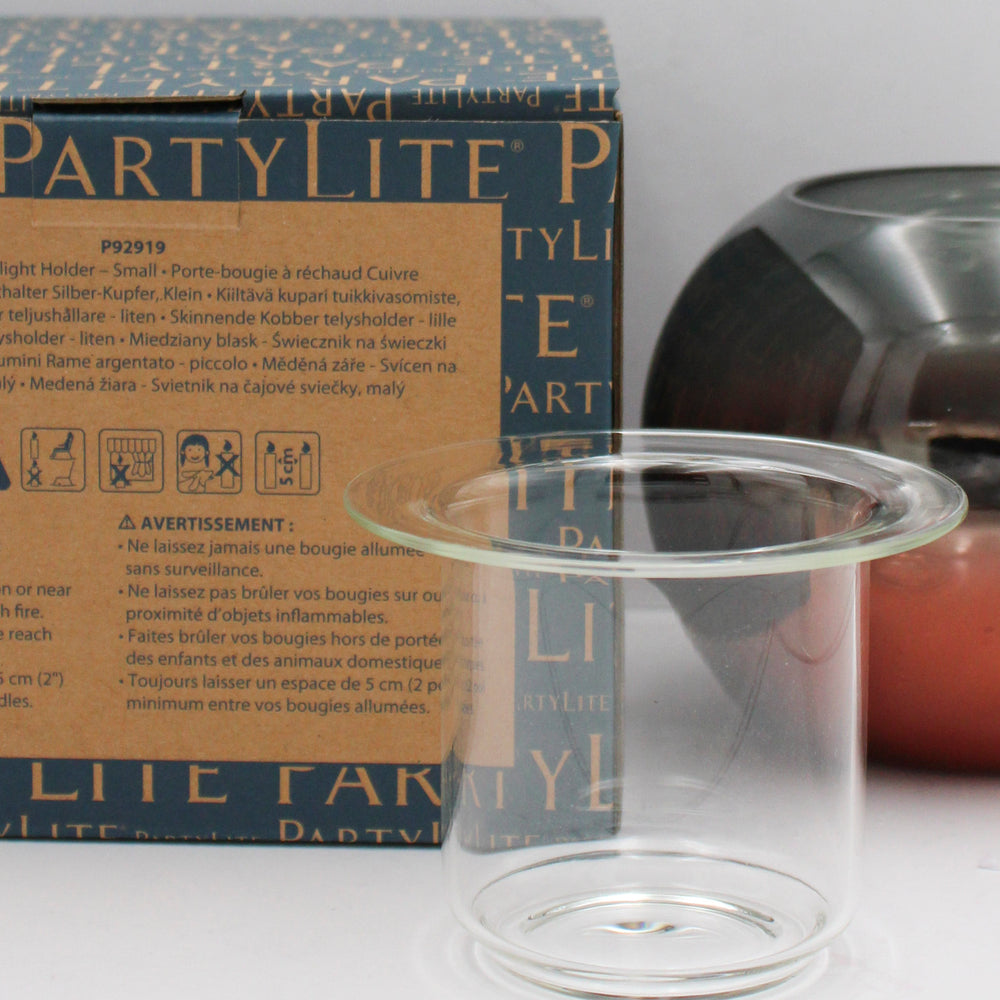 PARTYLITE SILVERY COPPER TEALIGHT HOLDER 4 1/2"D x 3 1/2"H