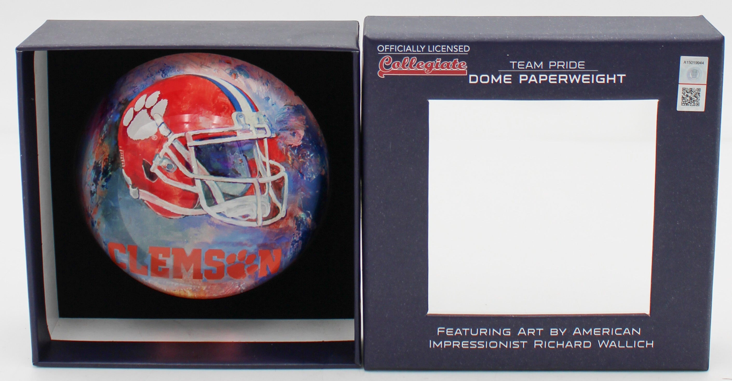 CLEMSON TIGERS GLASS DOME PAPERWEIGHT 4"