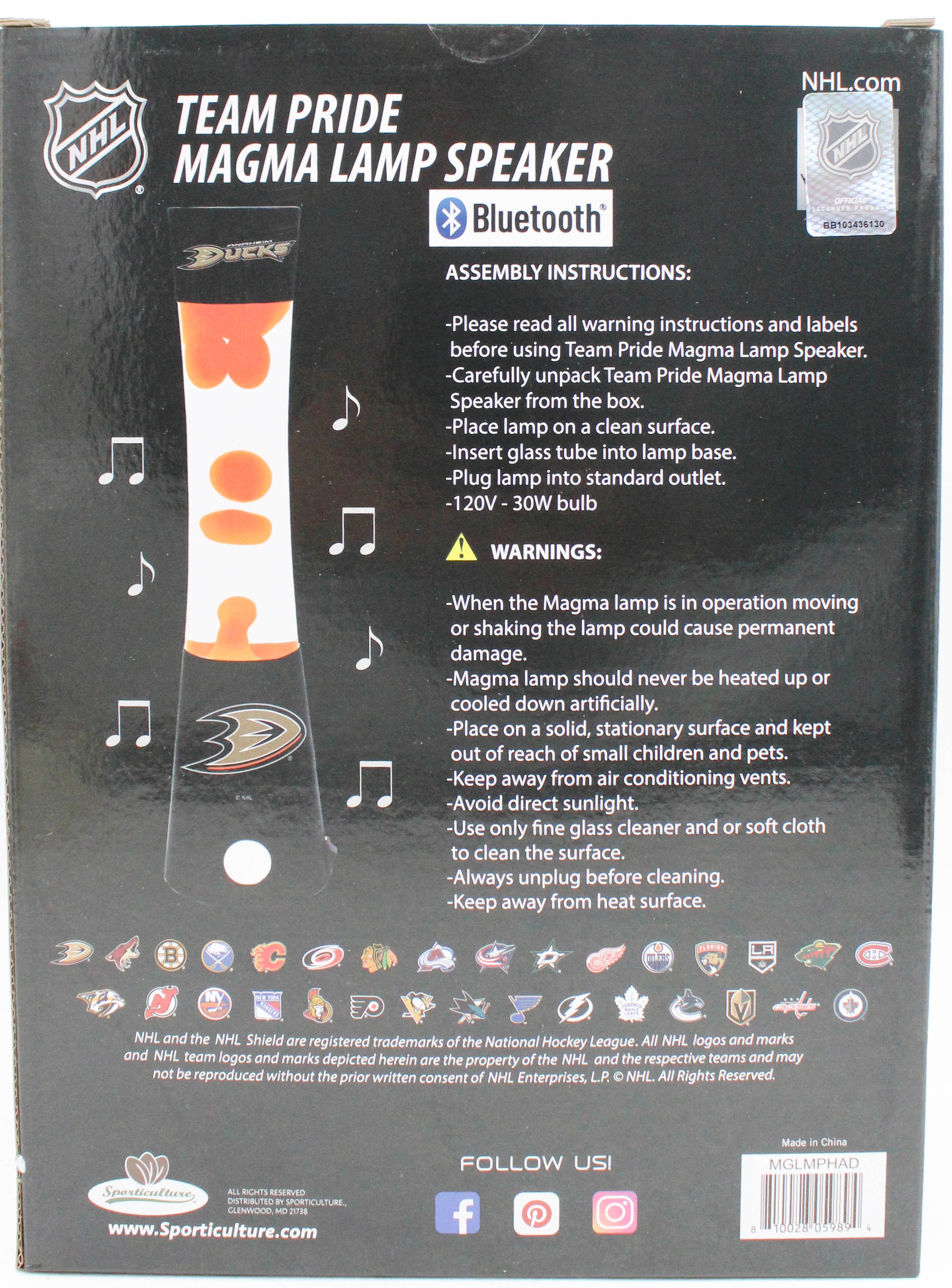NHL ANAHEIM DUCKS LAVA LAMP SPEAKER 16.5"