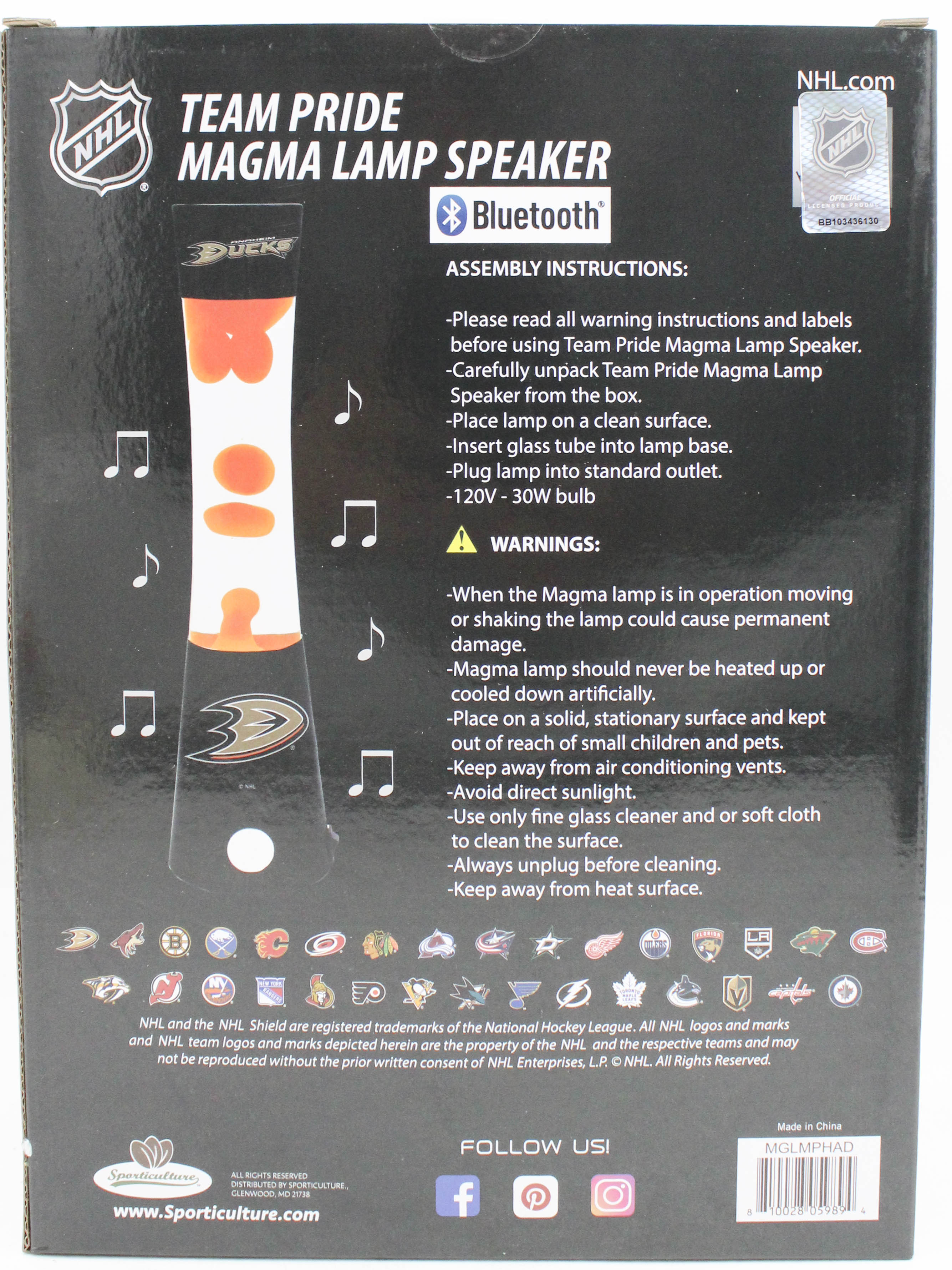 NHL ANAHEIM DUCKS LAVA LAMP SPEAKER 16.5"