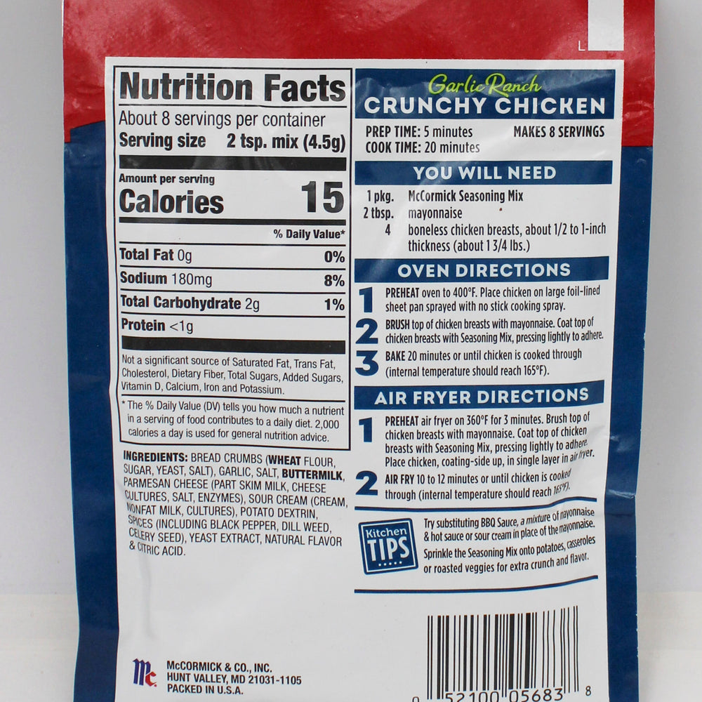 MCCORMICK GARLIC RANCH CRUNCHY CHICKEN  MIX 1.25 Oz BB 6/26/26