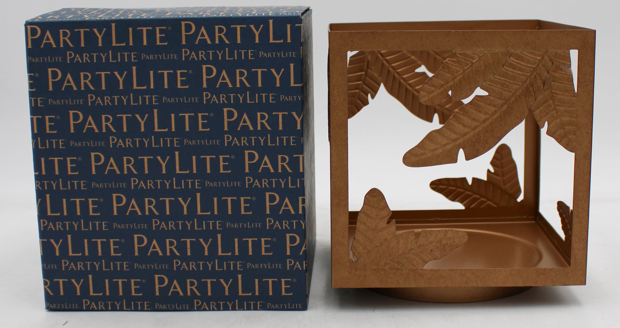 PARTYLITE GOLDEN SQUARE JAR HOLDER 5 1/2"W x 5 1/2"H