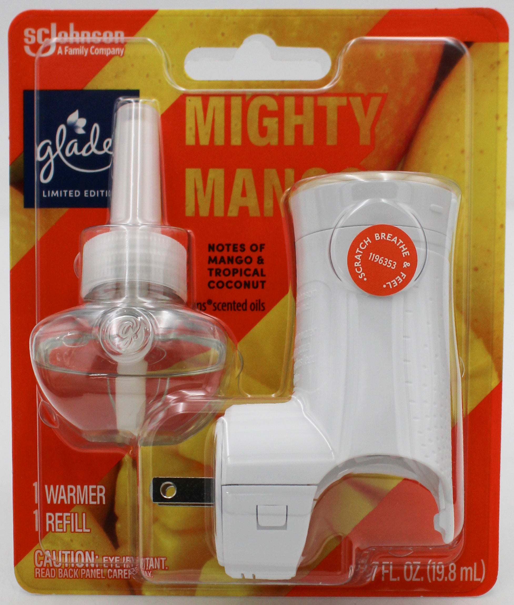 GLADE PLUGINS SCENTED OIL MIGHTY MANGO 1ct + WARMER 0.67floz US