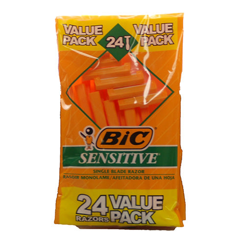 BIC SENSITIVE SINGLE BLADE RAZORS 24PK