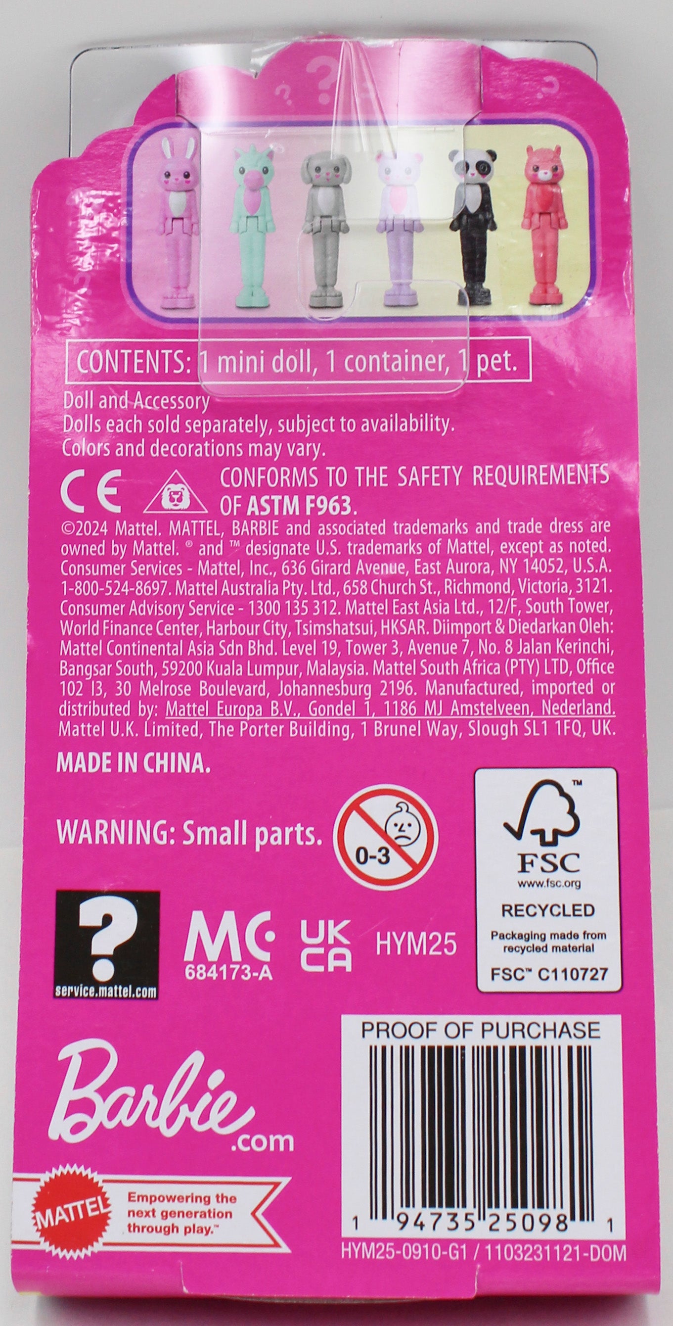 BARBIE MINI BARBIELAND COLOR REVEAL DOLL