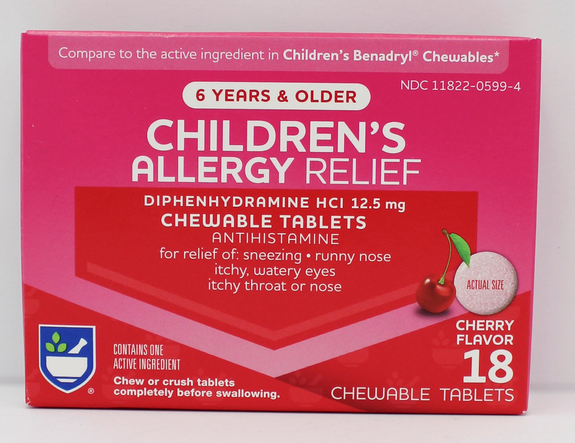 RITE AID CHILDRENS ALLERGY RELIEF CHEWABLE TABLETS 18ct EXP 6/15/2027