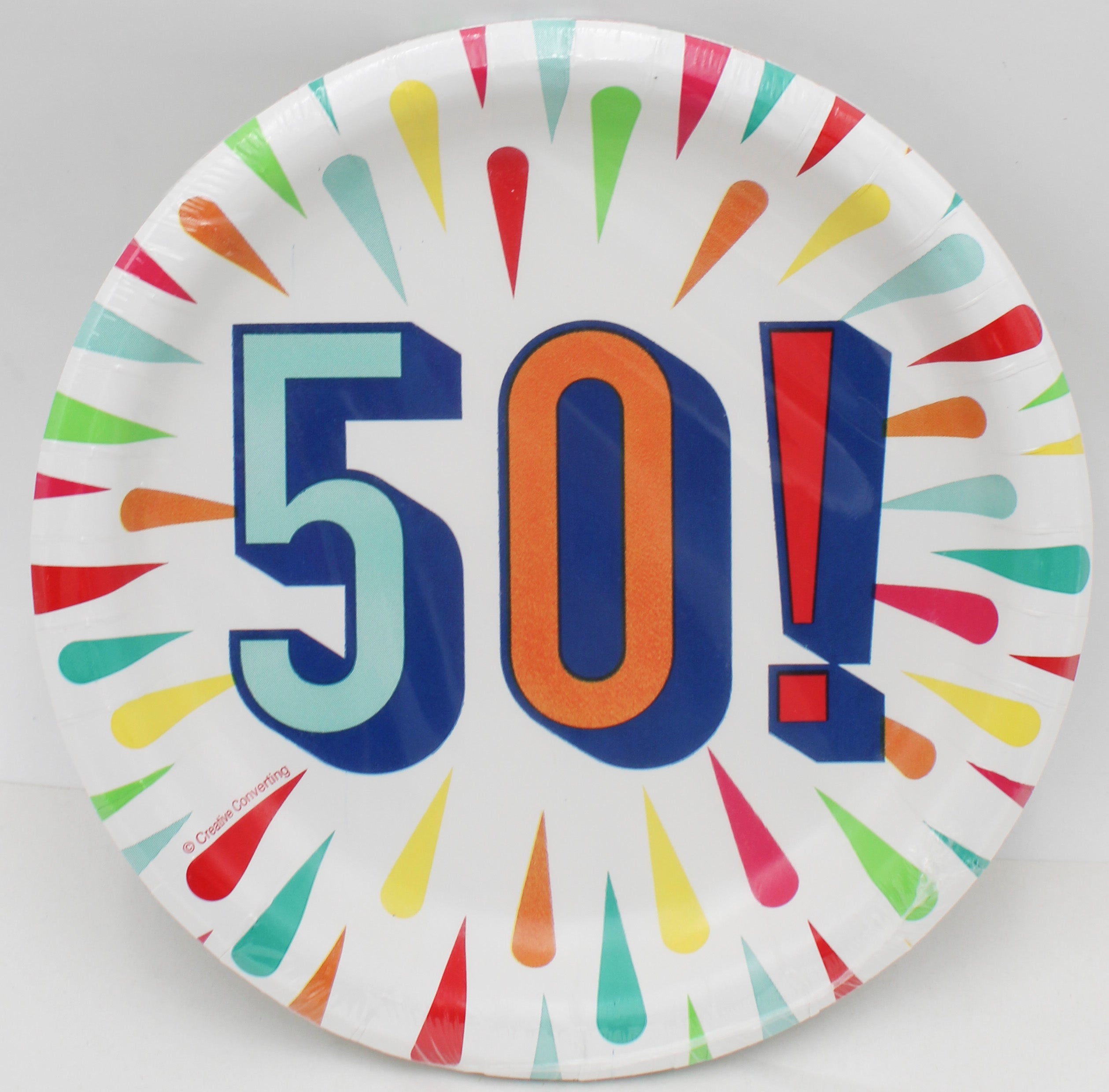 7" PAPER LUNCH PLATE 8CT 50TH BIRTHDAY BURST