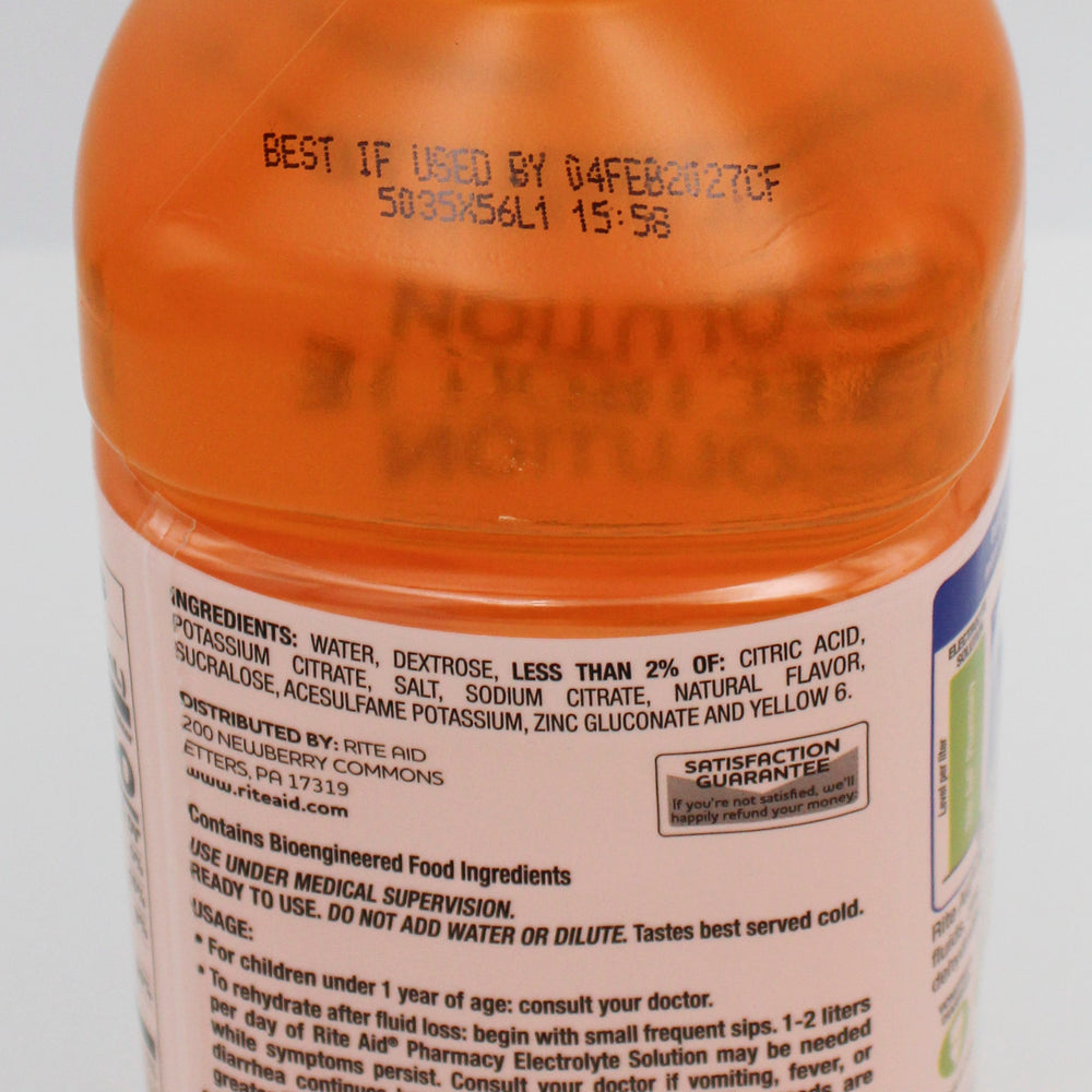 RITE AID ELECTROLYTE SOLUTION ORANGE 33.8floz EXP 2/4/2027 COMPARES TO Pediatlye