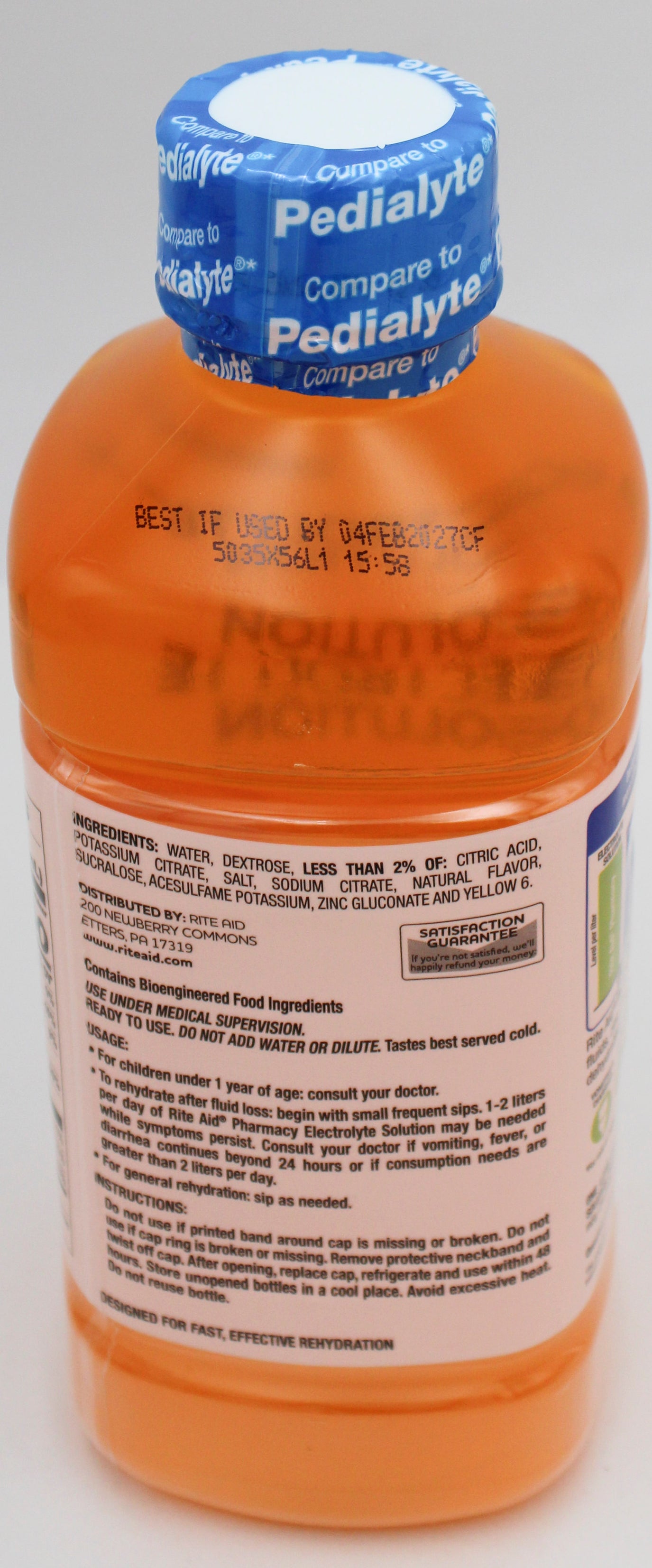 RITE AID ELECTROLYTE SOLUTION ORANGE 33.8floz EXP 2/4/2027 COMPARES TO Pediatlye