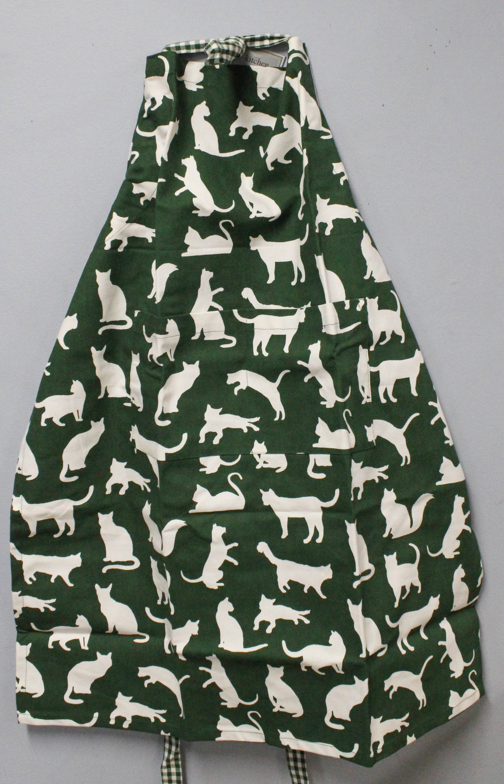 APRON - HUNTER GREEN CAT PRINT