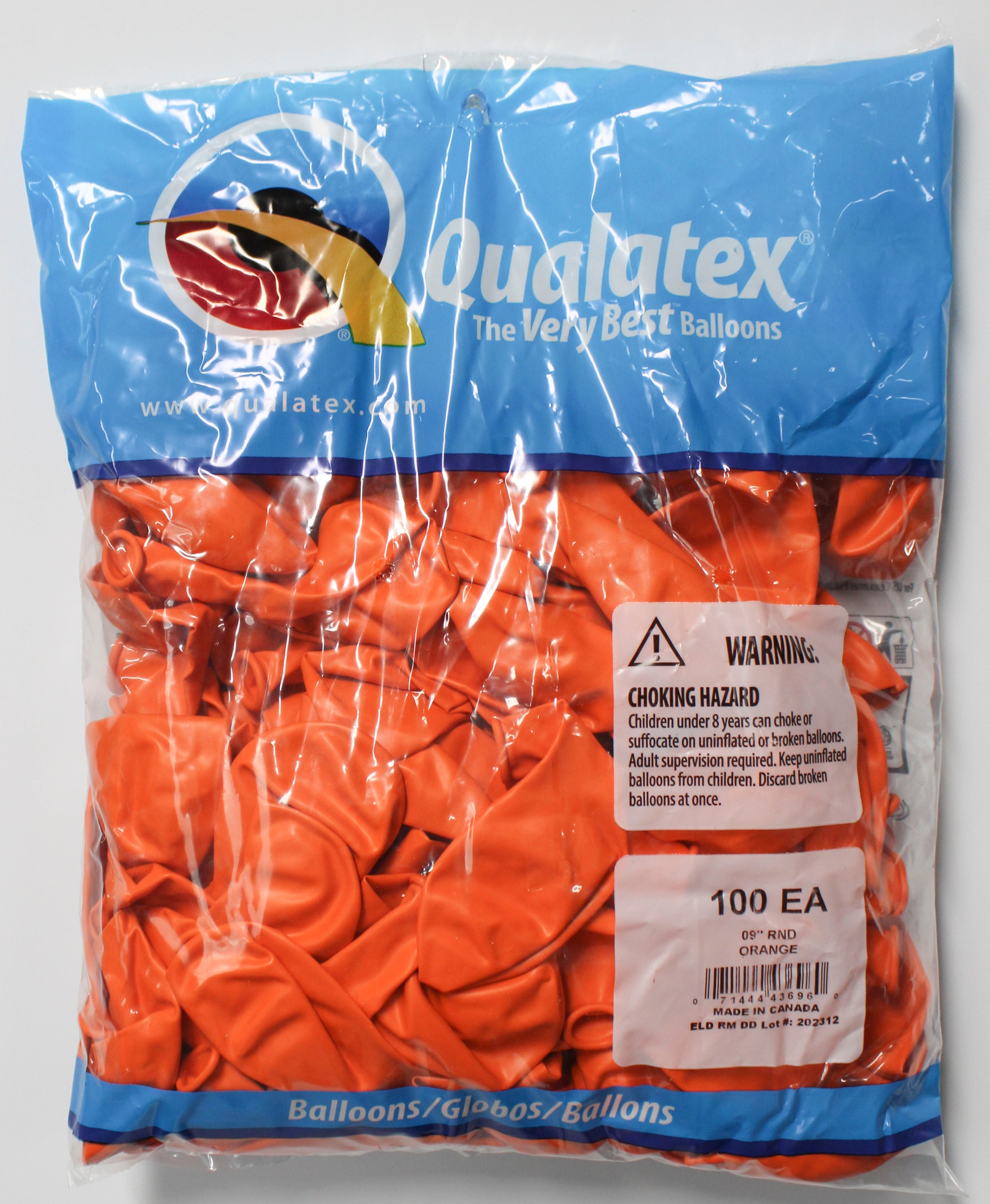 9" Orange Latex Balloons, 100-Count, Wholesale Bulk Pack