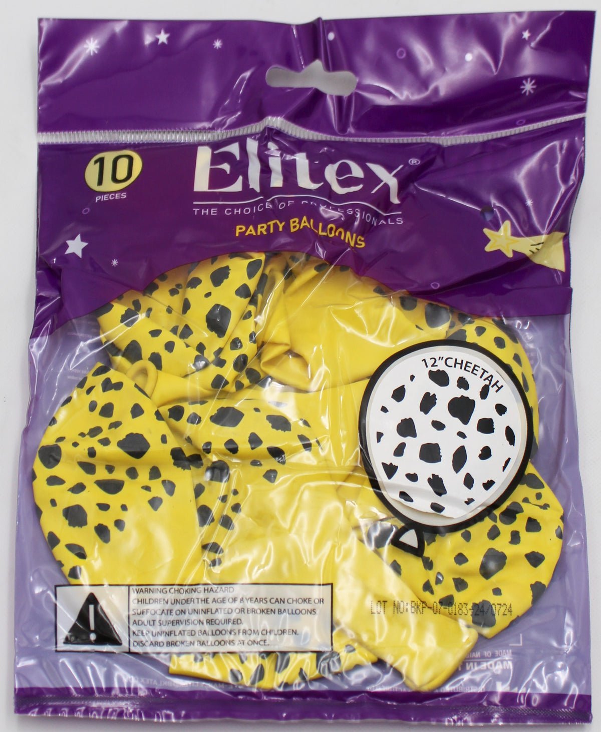 ELITEX 12" CHEETAH PRINTED BALLOON, 10 PACK