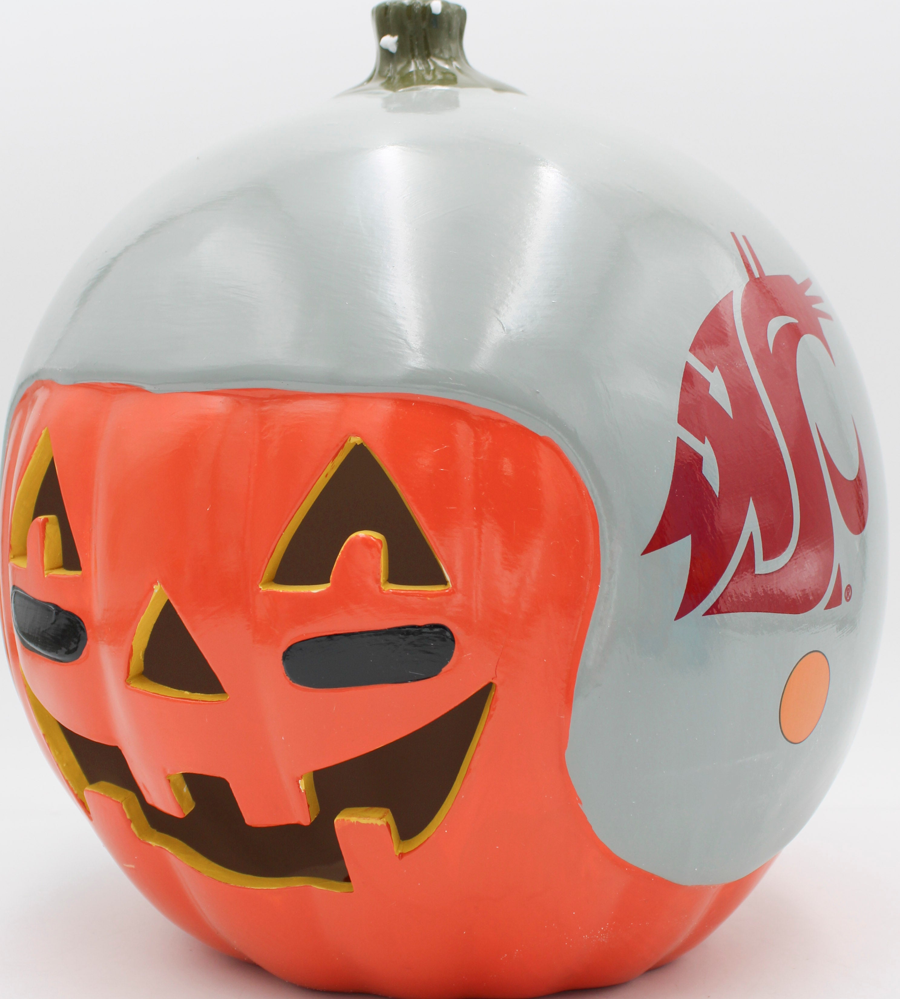 WASHINGTON STATE COUGARS CERAMIC PUMPKIN HELMET 10"