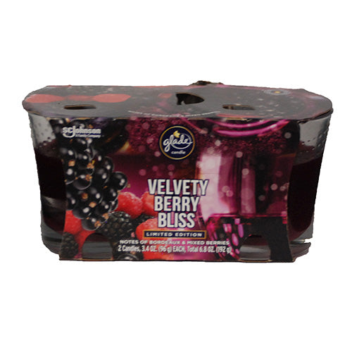 GLADE 1WICK CANDLE 2PACK 6.8OZ-VELVETY BERRY BLISS