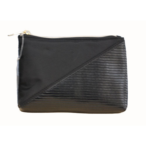 CONAIR SCUNCI BLACK ZIPPER CLUTCH 7" X 5" NI