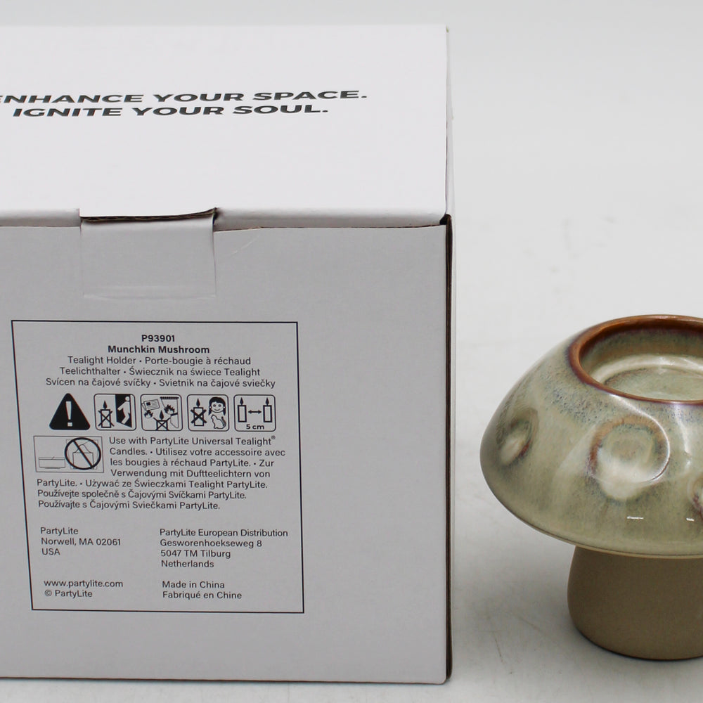 PARTYLITE MUNCHKIN MUSHROOM TEALIGHT HOLDER 3 1/2"D x 3"H