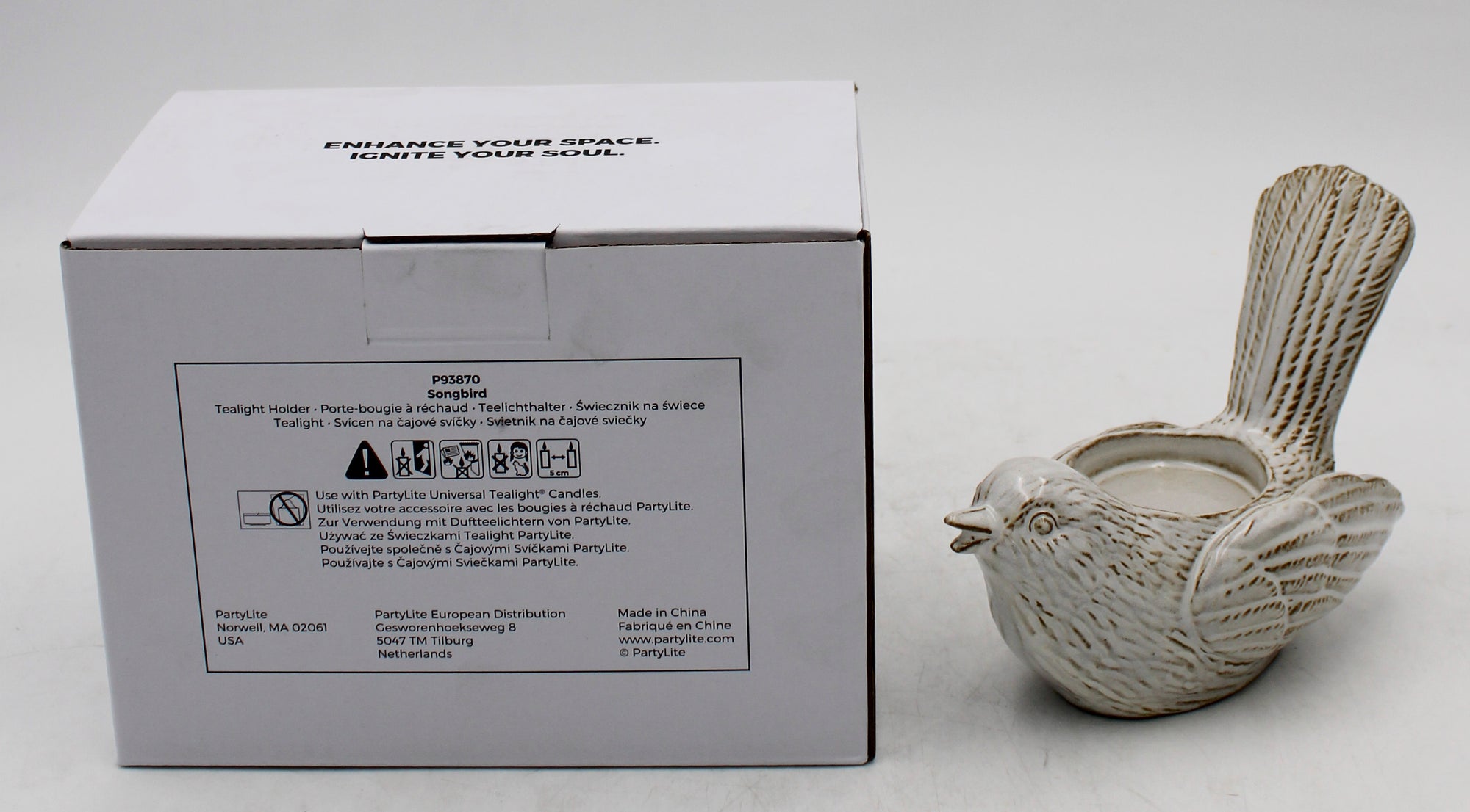 PARTYLITE SONGBIRD TEALIGHT HOLDER 6"W x 6"H