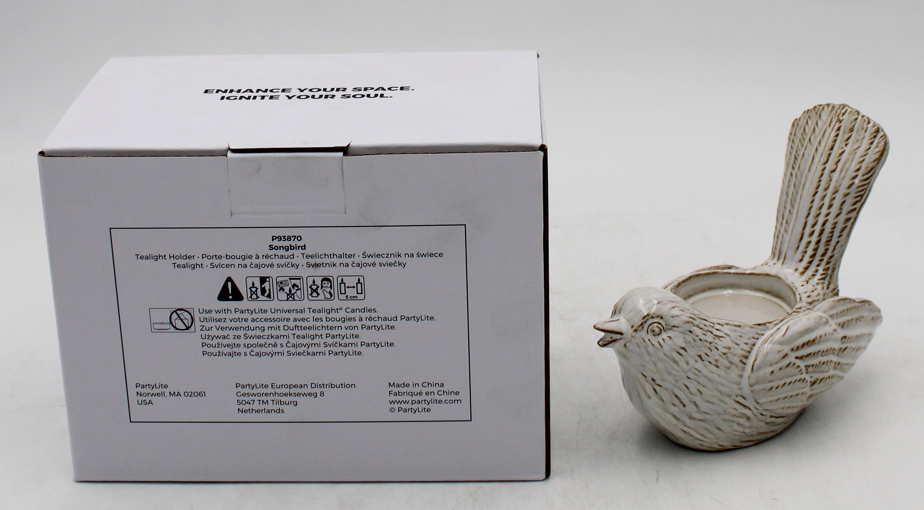 PARTYLITE SONGBIRD TEALIGHT HOLDER 6"W x 6"H