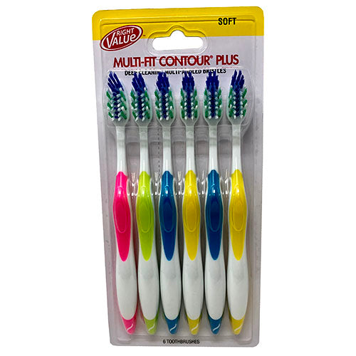 RGHT VALUE T/BRUSH 6CT-SOFT/ASST NI