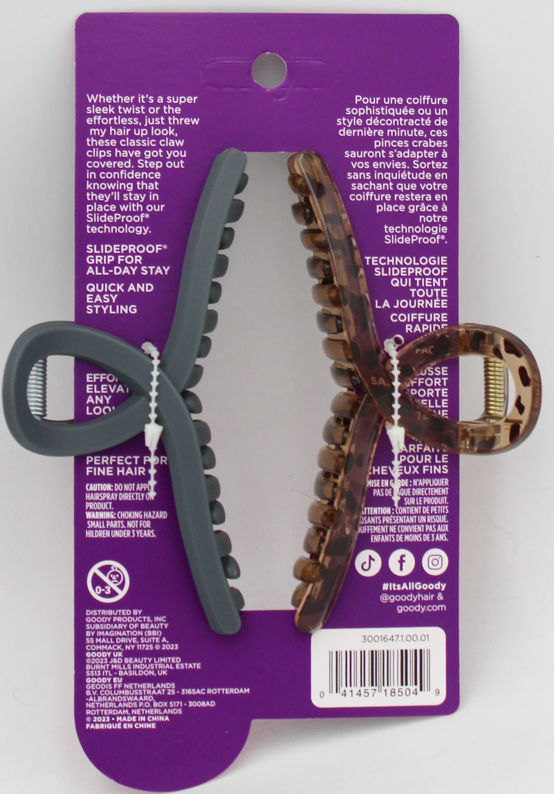 CLAW CLIPS RIBBON BLACK TORTOISE-2 CT NI