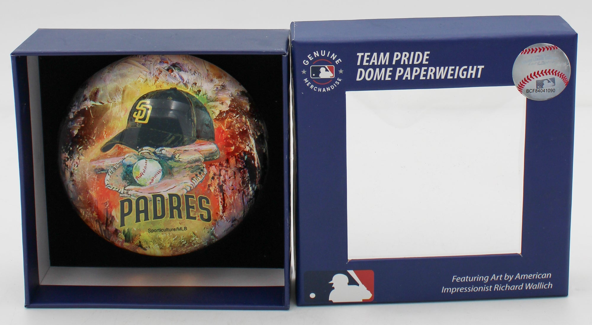 OFFICIALLY LICENCED SAN DIEGO PADRES GLASS DOME PAPERWEIGHT 4"