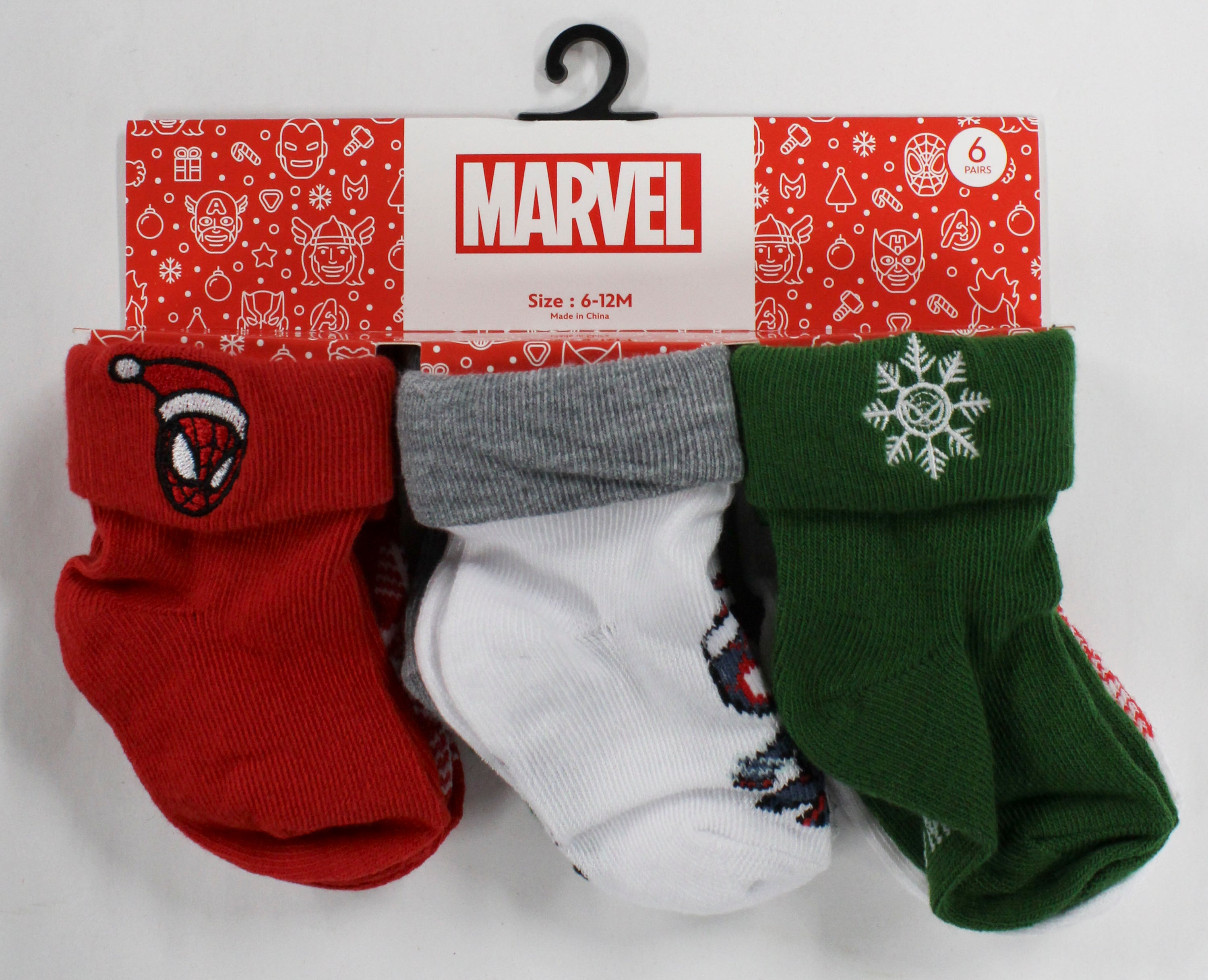 6pk 6-12m SPIDERMAN WEB CRAWLER TURN CUFF SOCKS