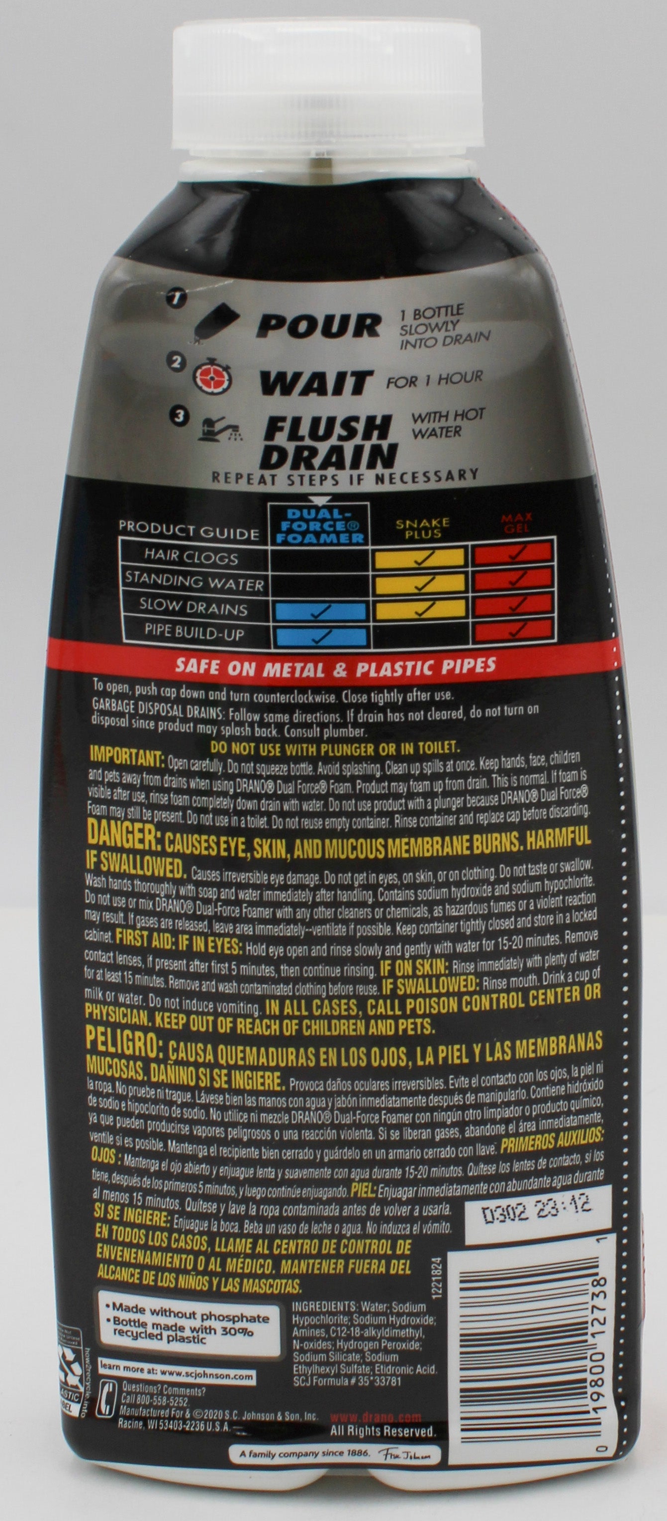 SP DRANO 17oz DUAL-FORCE FOAMER CLOG REMOVER