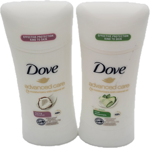DOVE ANTIPERSPIRANT DEODORANT 756CT 2.6oz 378COOL ESSENTIALS/378CARING COCONUT EXP 12/31/24 DISPLAY