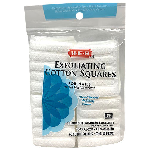 H-E-B EXFOLIATNG COTTON SQURES 60CT