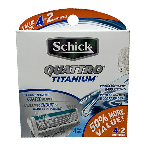 SP SCHICK QUATTRO TITANIUM MEN 4BLADE 4+2 CARTRIGES NI