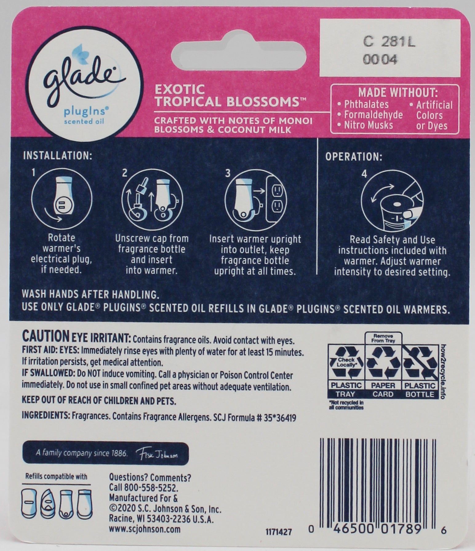 GLADE PLUGINS SCENTED OIL TROPICAL BLOSSOMS 2ct 0.67floz US