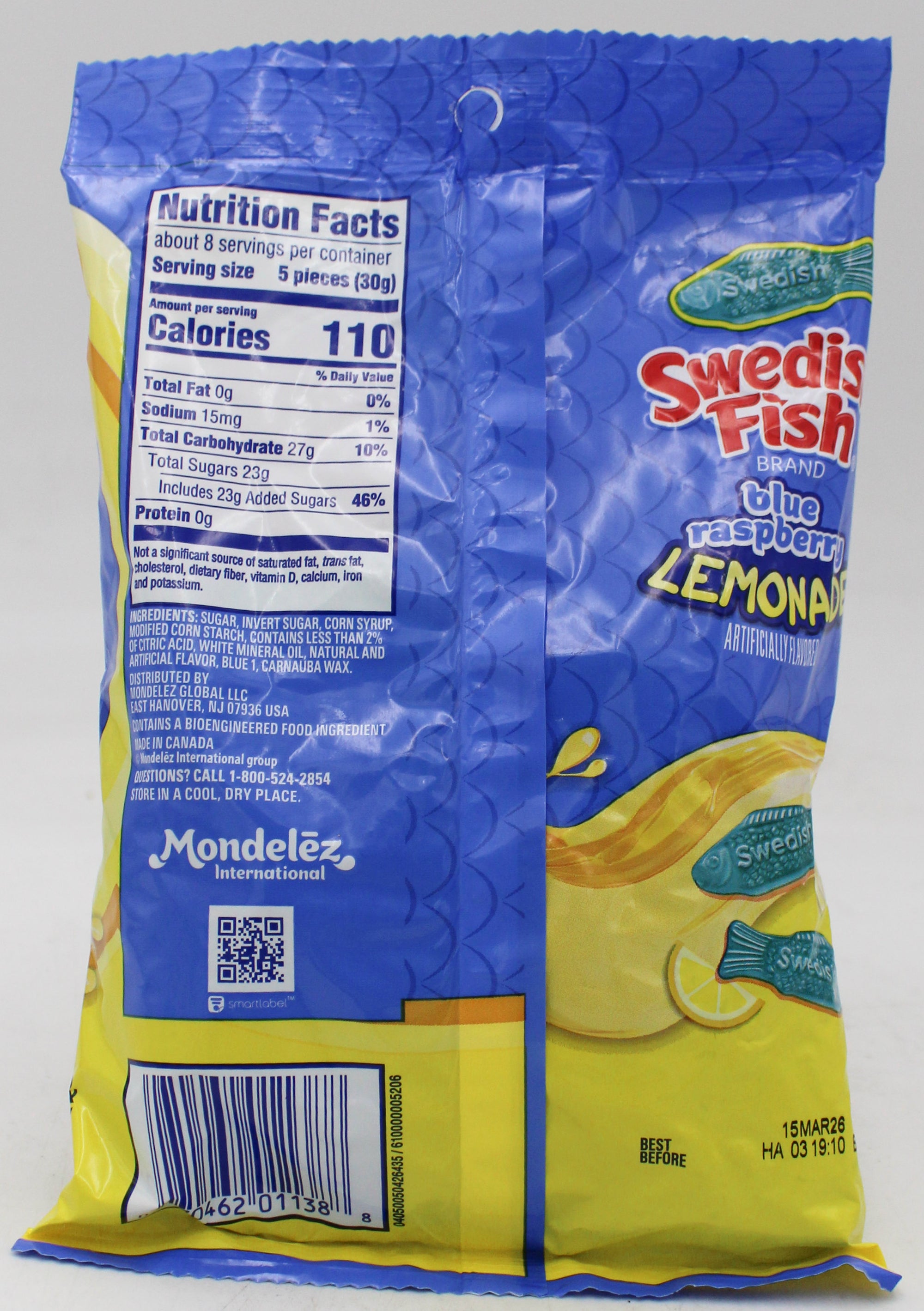 SWEDISH FISH BLUE RASBERRY LEMONADE PEG BAG 8.04 Oz BB 3/15/2026