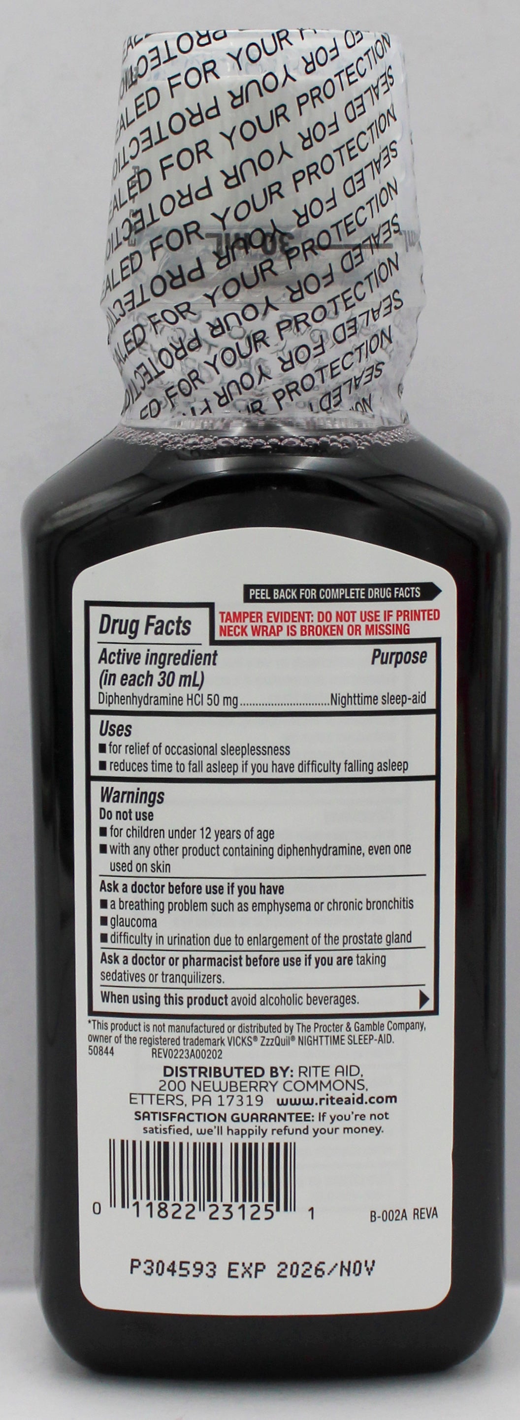 RITE AID NIGHTTIME SLEEP AID 12oz EXP 11/15/2026